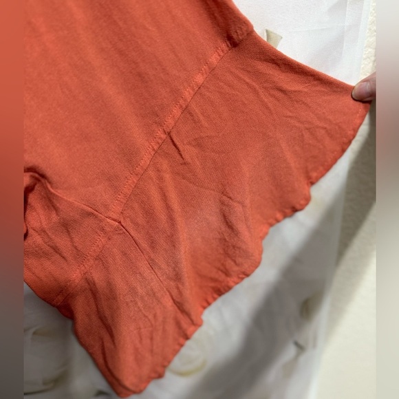 Coral lucky brand bohemian bell sleeve embroidered crop top size Xs 100% Viscose - Picture 2 of 14